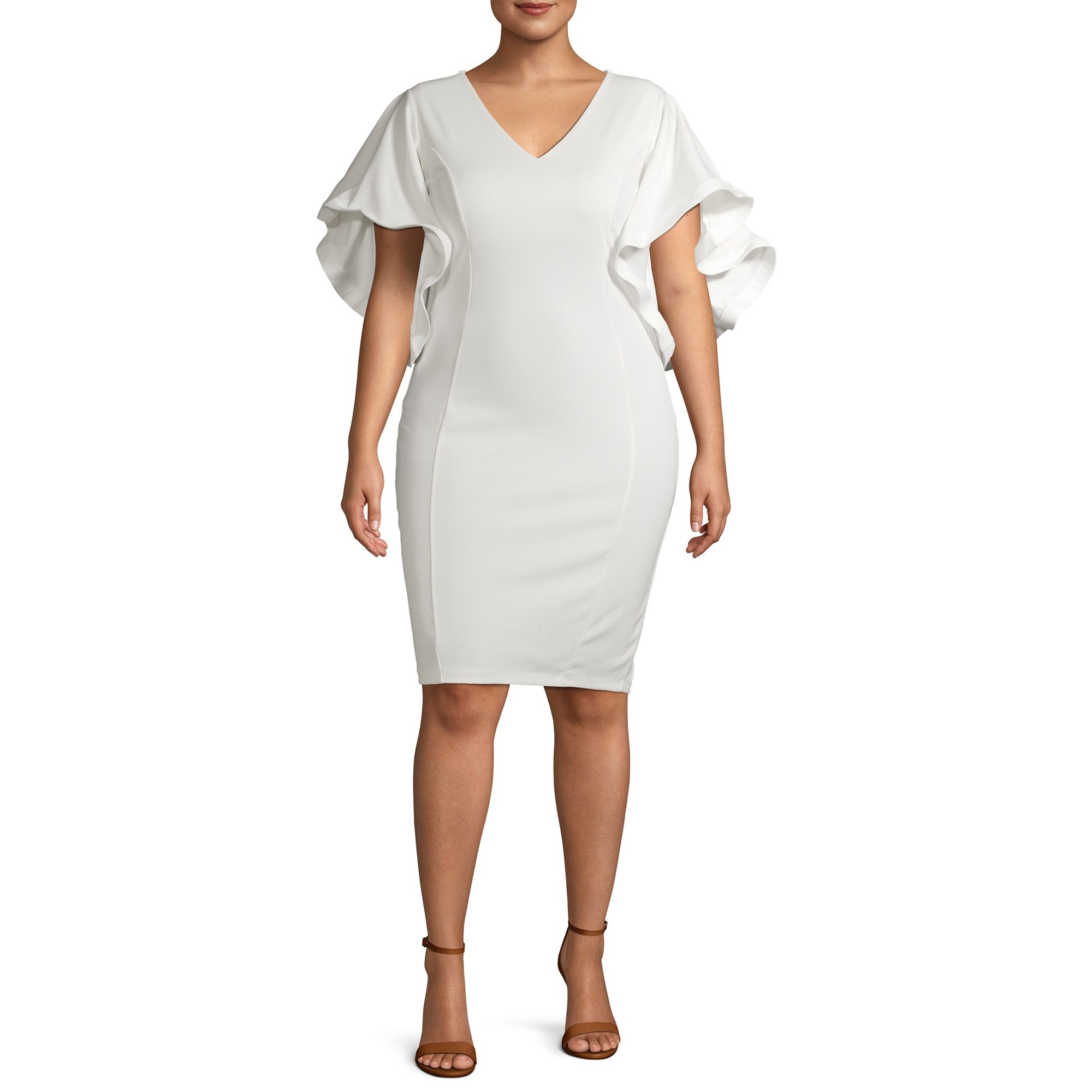 The white midi dress with ruffled sleeves 