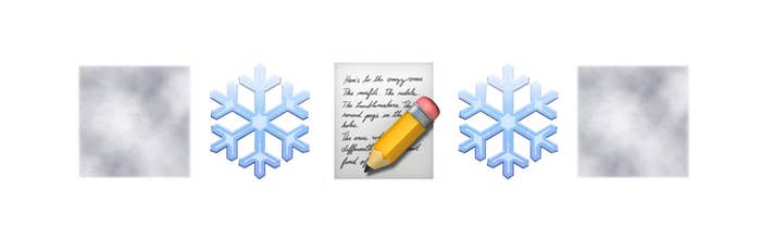 A fog, snowflake, and handwritten letter emojis