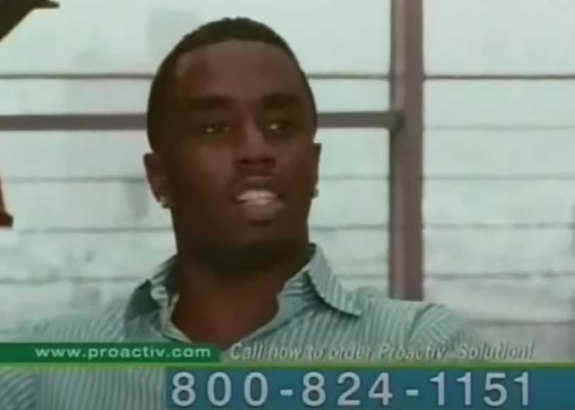 A screengrab of P. Diddy in the Proactiv commercial. 
