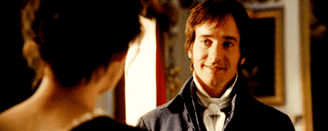 Mr. Darcy and Elizabeth Bennett smiling at one another. 