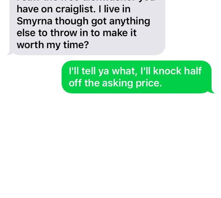 Someone responds to a Craigslist ad for a free dishwasher asking for something additional thrown in to make it worth their time