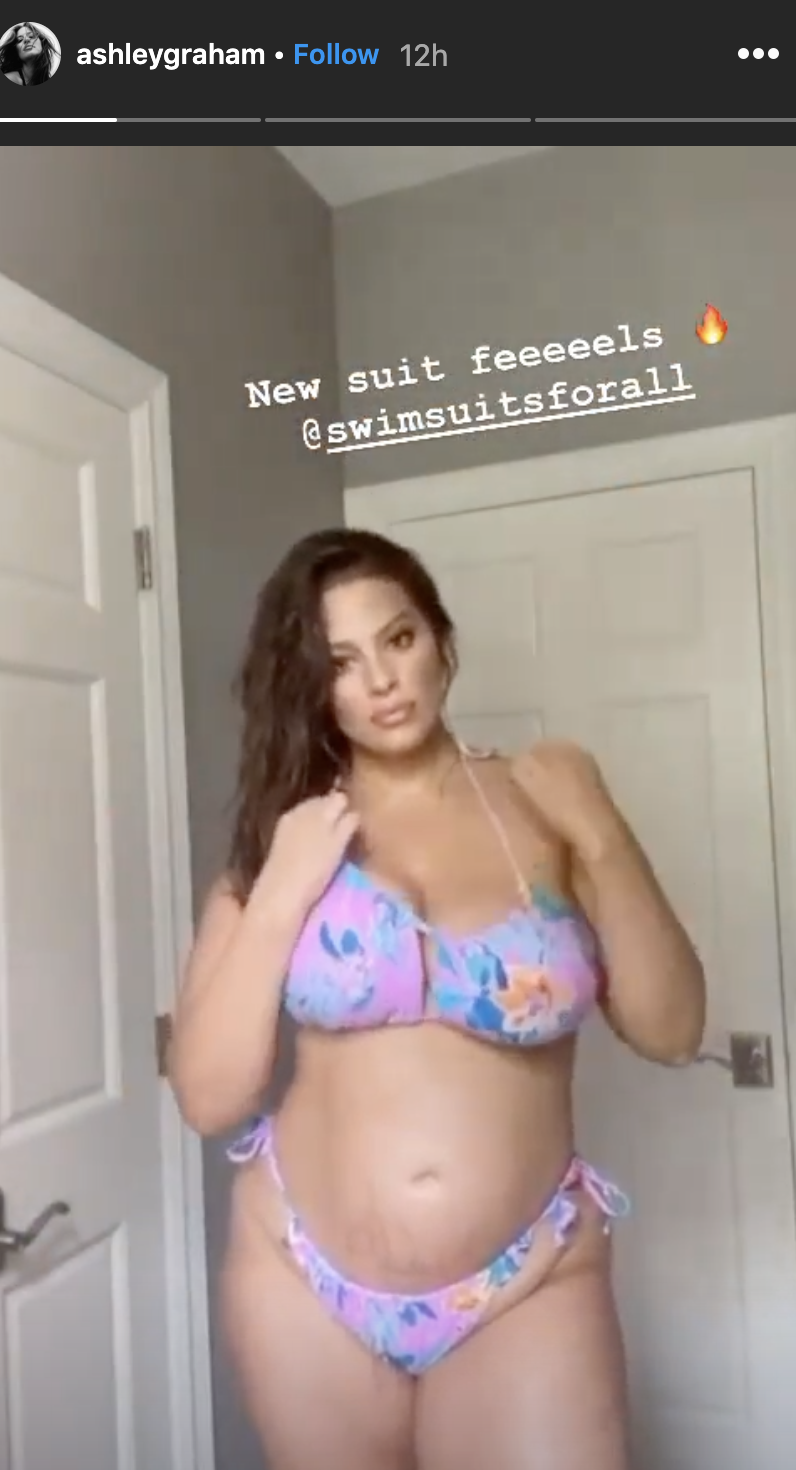 Pregnant Ashley Graham Shows Off Her Underwear as She Works Out