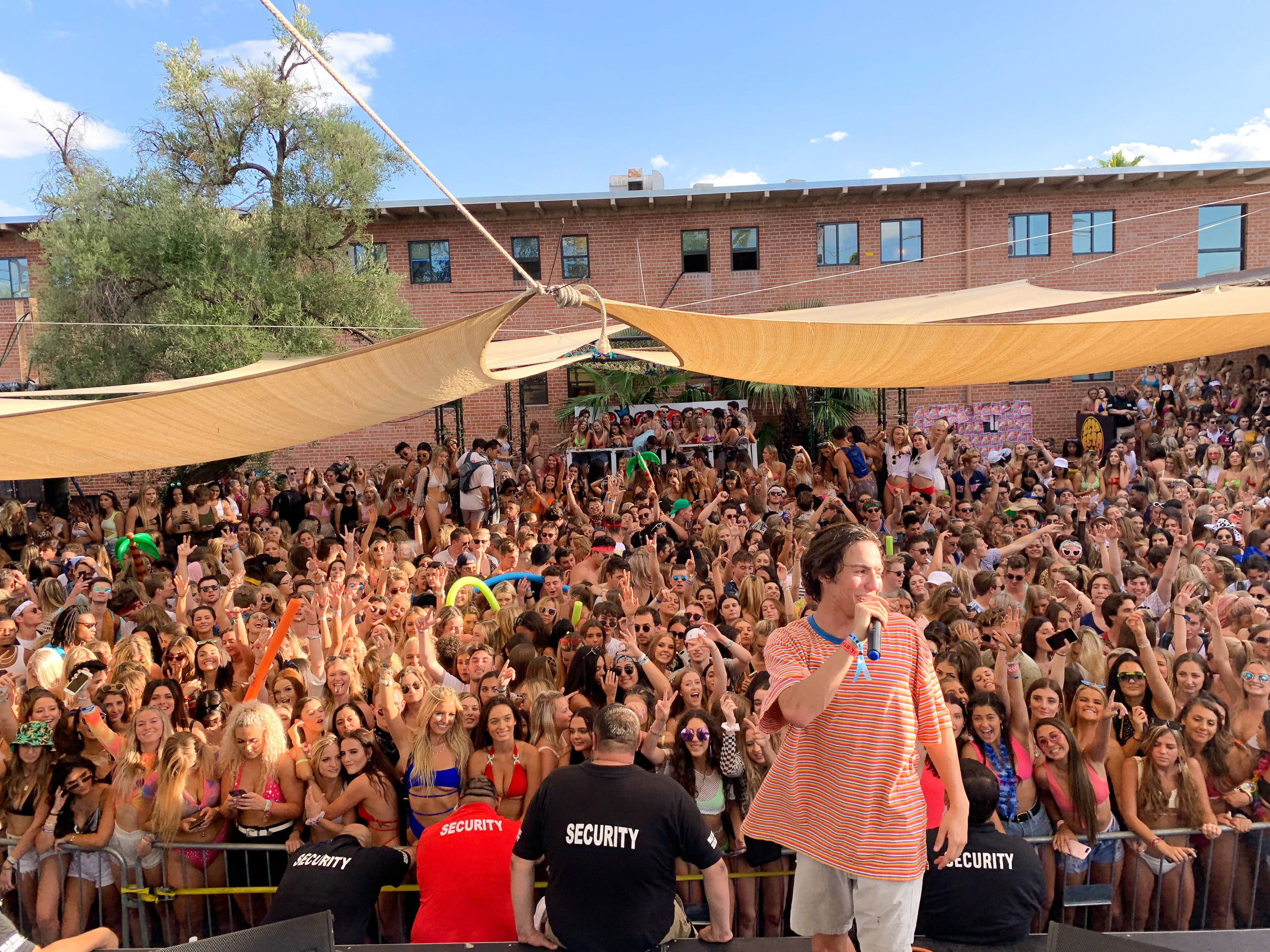 Disco Lines performs at a show in front of a large audience