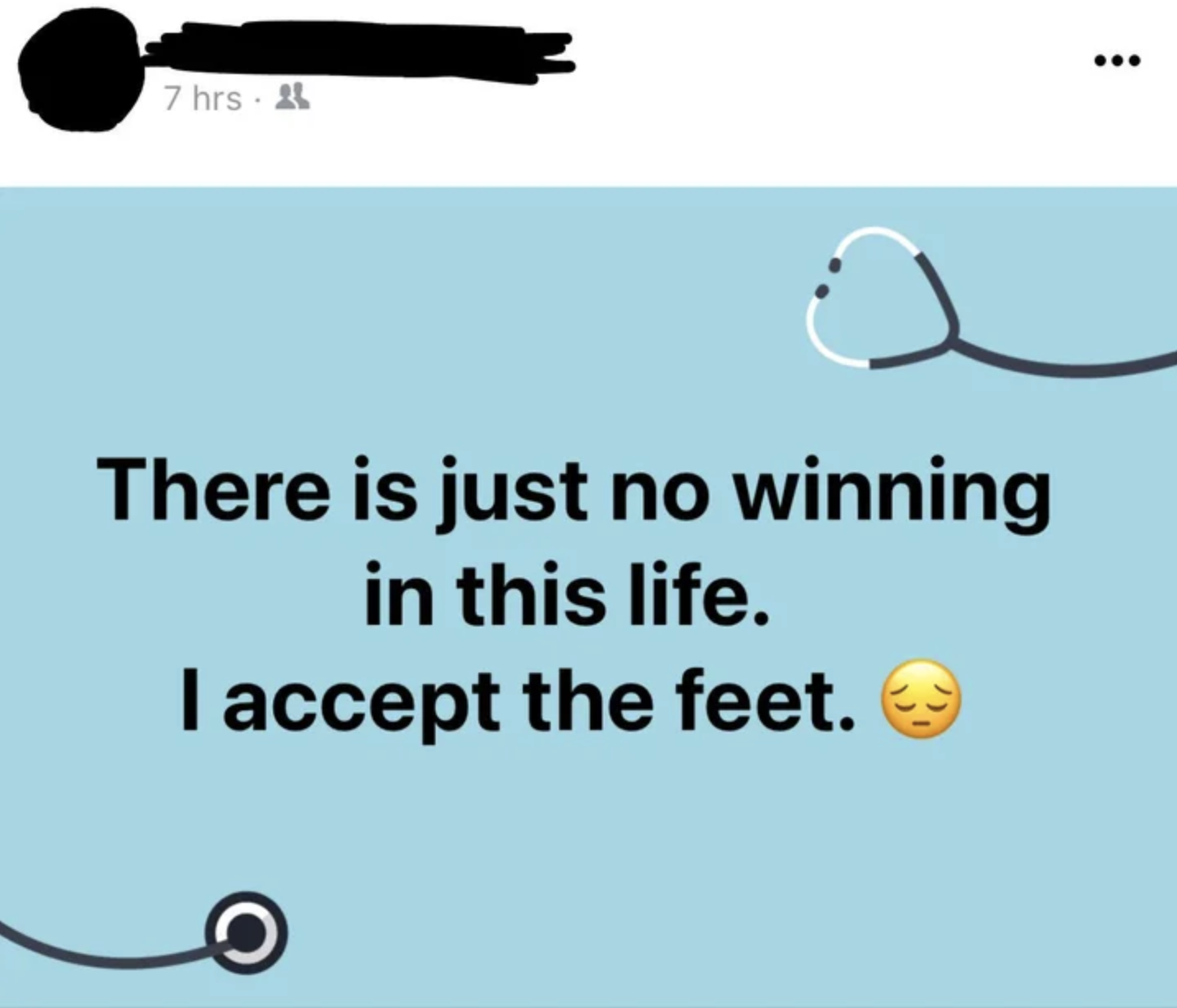 Person misspelling defeat as the feet
