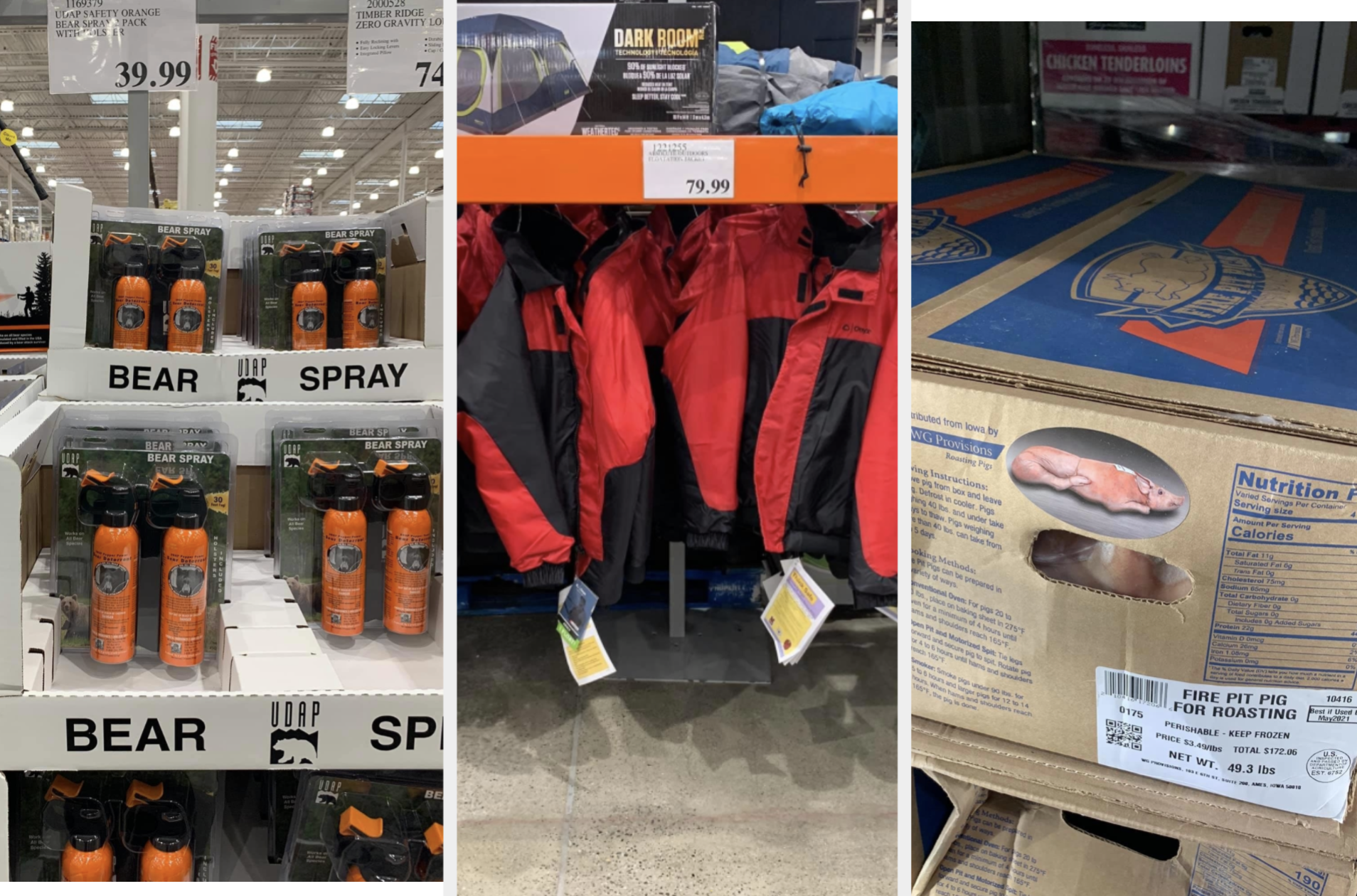 Bear spray, float coats, and whole-roasted pigs at Costco in Alaska.