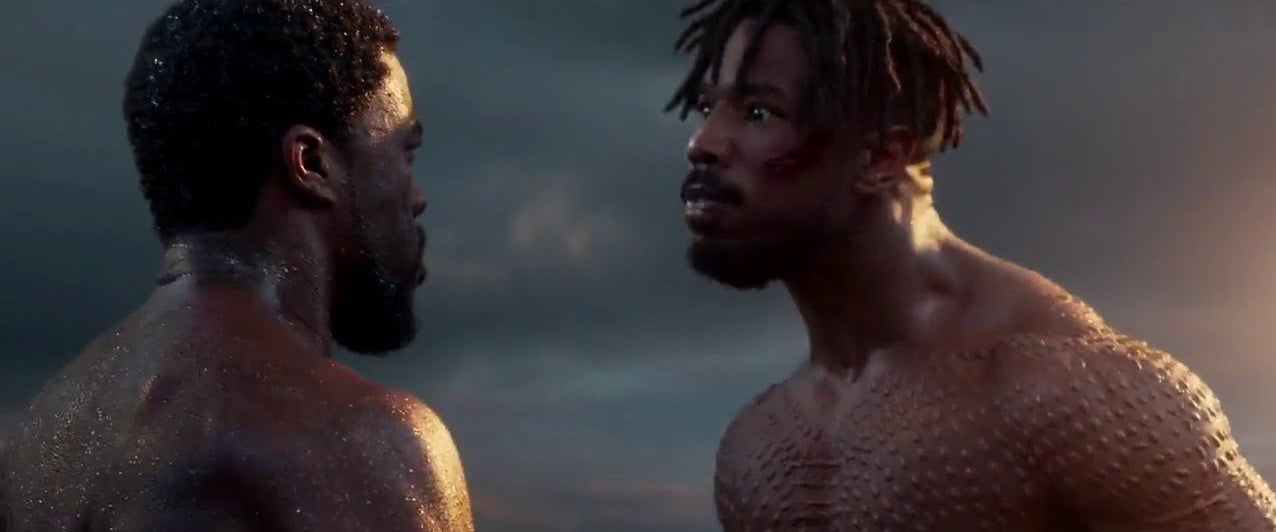 T&#x27;Challa facing Killmonger