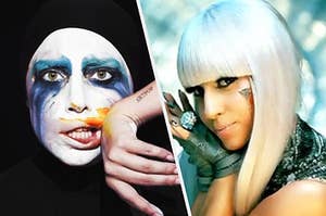 Gaga in two of her many creative looks