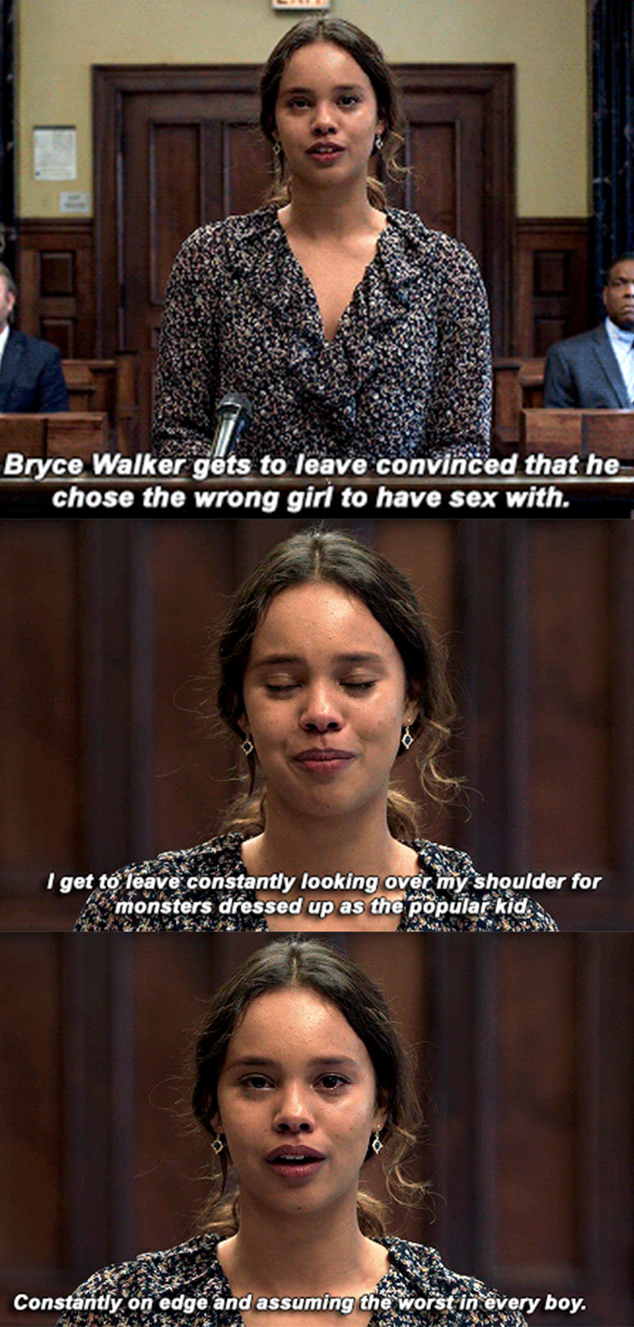 Jessica speaking at her trial against Bryce