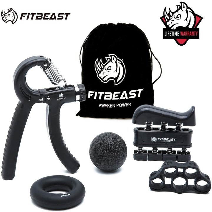 The hand gripper, finger exerciser, finger stretcher resistance band, hand strengthener grip ring, and stress relief grip ball 