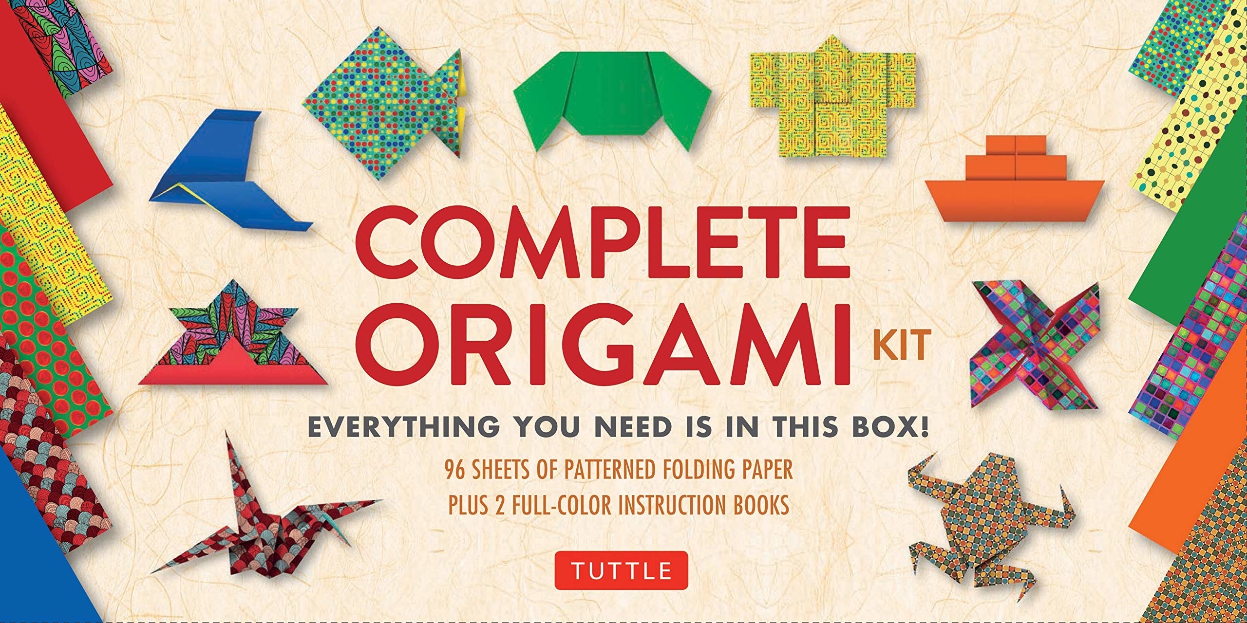 Front view of an origami kit box.