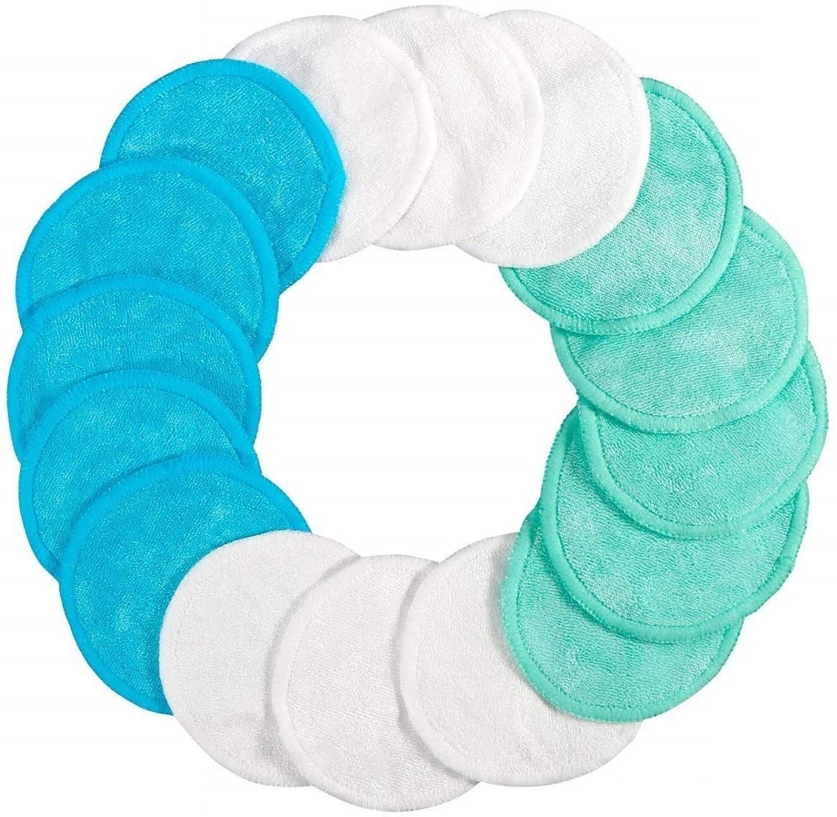 A circle of reusable cosmetic pads