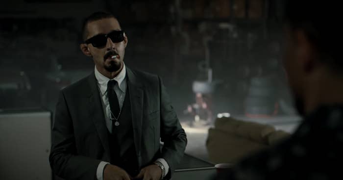 Shia LaBeouf smokes a cigarette as Creeper in "The Tax Collector"
