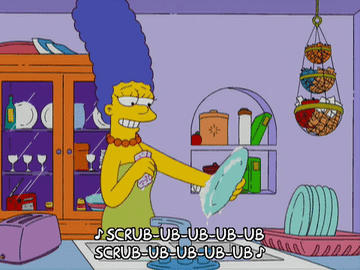 Marge Simpson doing dishes