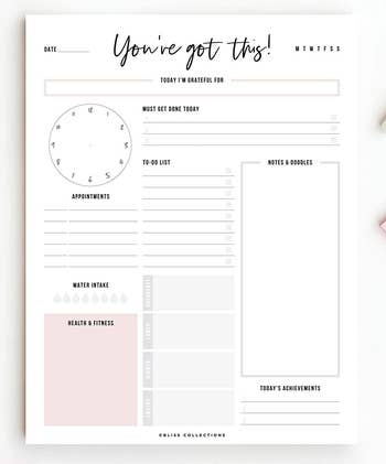 A blank page of the planner 