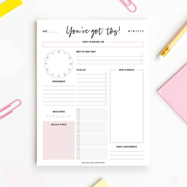 A blank page of the planner
