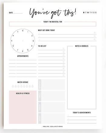 A blank page of the planner 