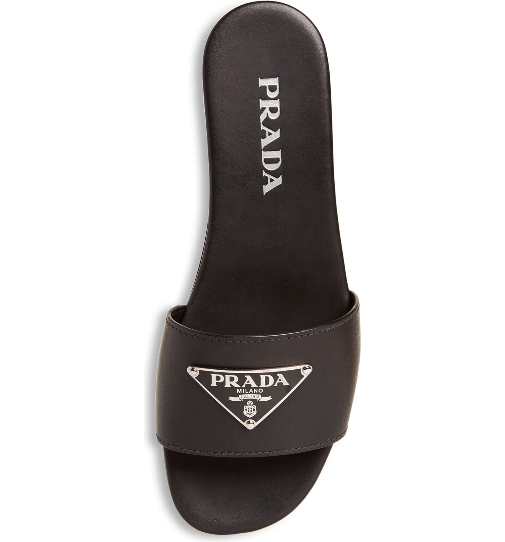 The Prada Triangle Logo Slide Sandal.