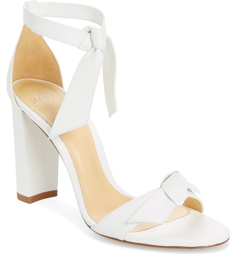 The Alexandre Birman Clarita Block Heel Sandal in white.