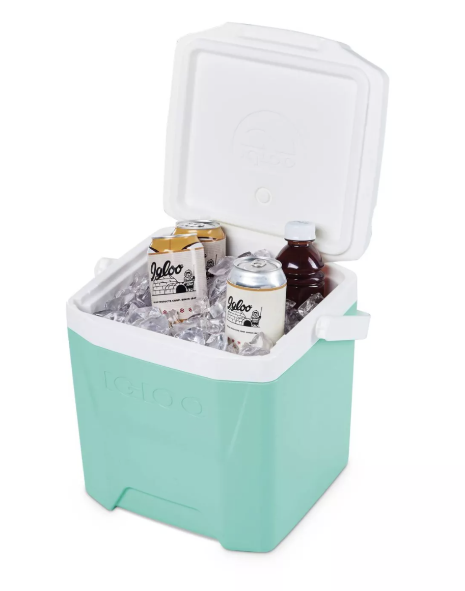 The cooler in teal 