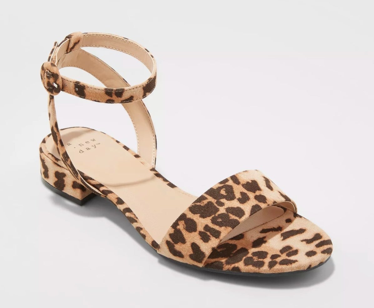 leopard print ankle strap sandals 
