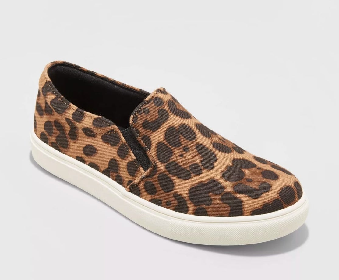 slip-on sneakers with leopard print