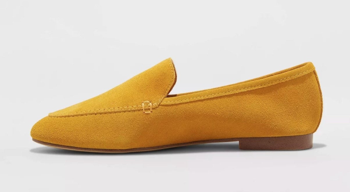 the yellow suede loafers