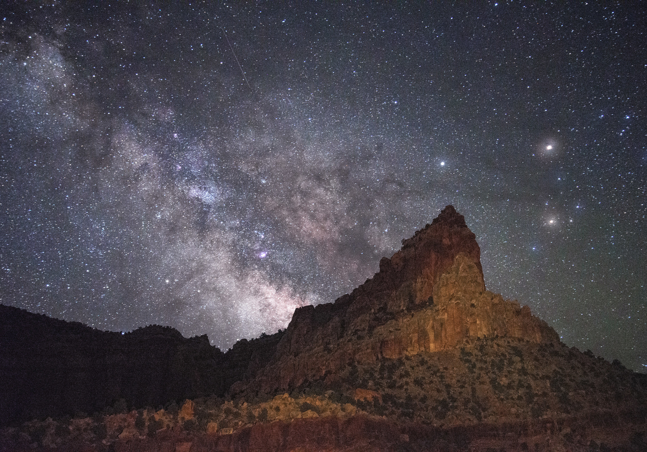 A starry night at Capitol Reef National Park where the Milky Way is visible to the naked eye.