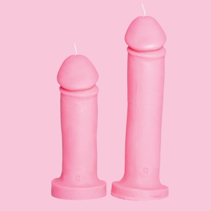 two sizes of pink penis candles
