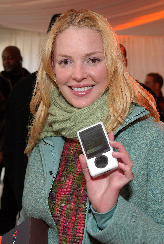 Katherine holding a white zune