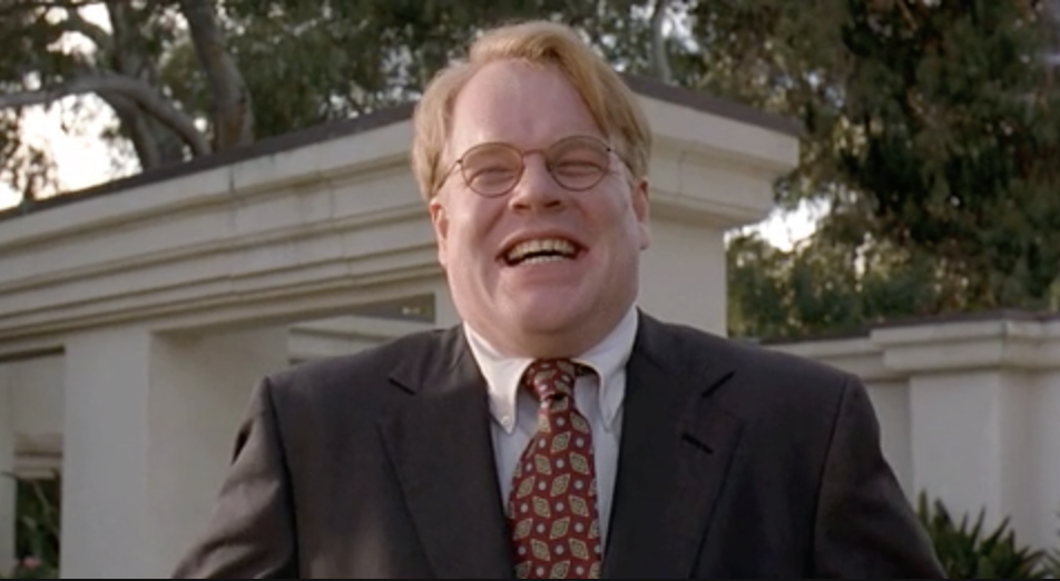 Phillip Seymour Hoffman laughs awkwardly