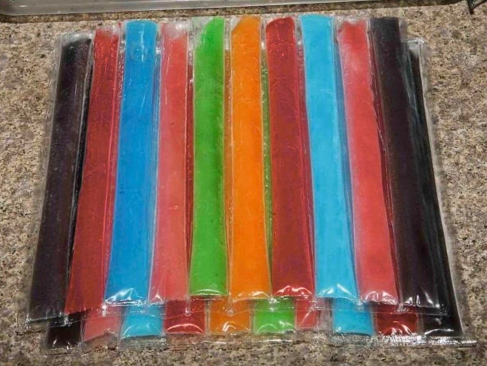 Ice popsicles in a variety of colors
