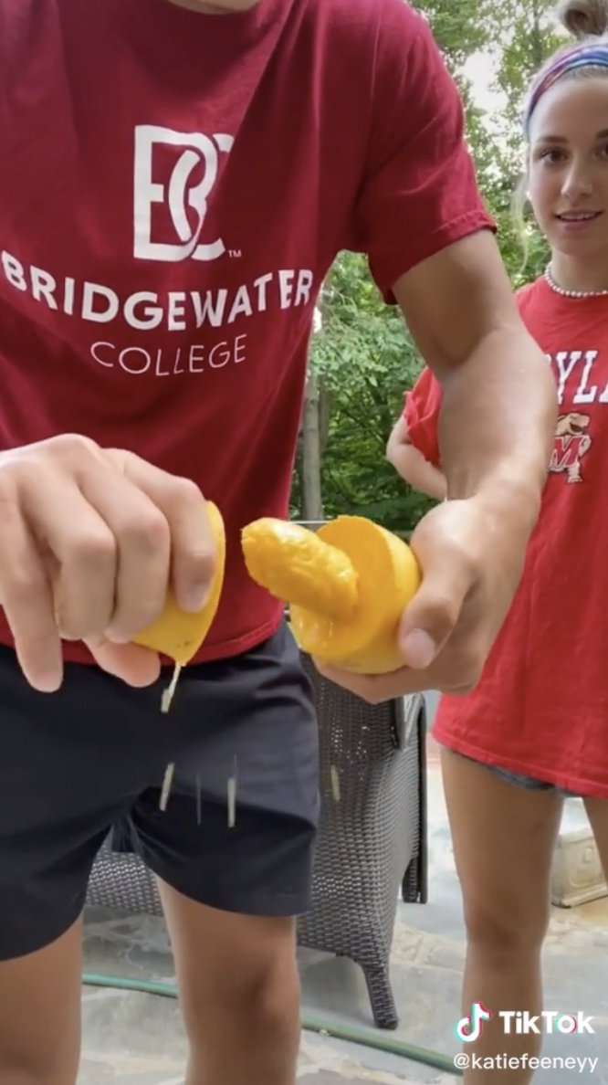 Sean exposing the inside of the mango.