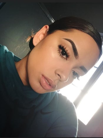 Reviewer's fresh matte face of makeup after using the powder