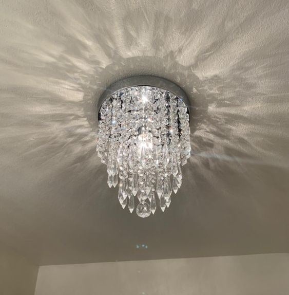 Reviewer's photo of the small crystal chandelier
