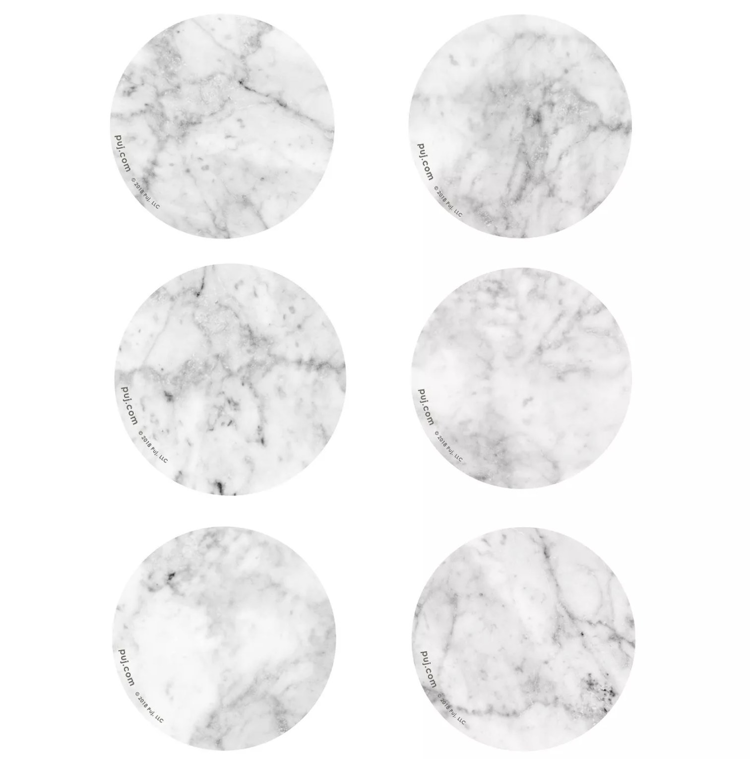 The six circular white and black marble stickers 