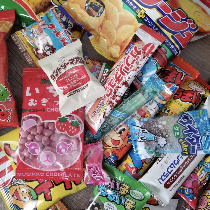an assortment of Japanese candy 