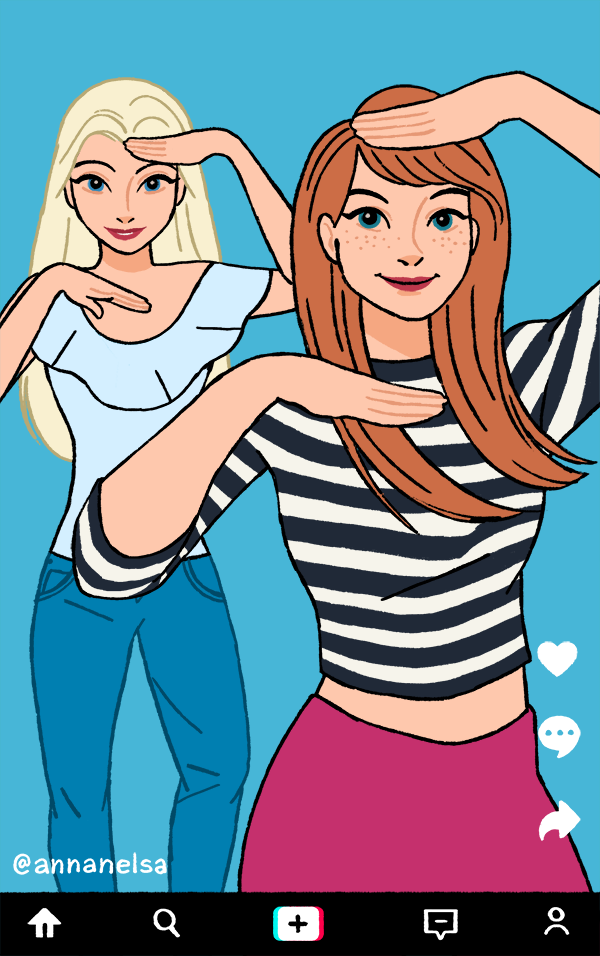 Ana and Elsa drawn as Charlie and Dixie D&#x27;Amelio 