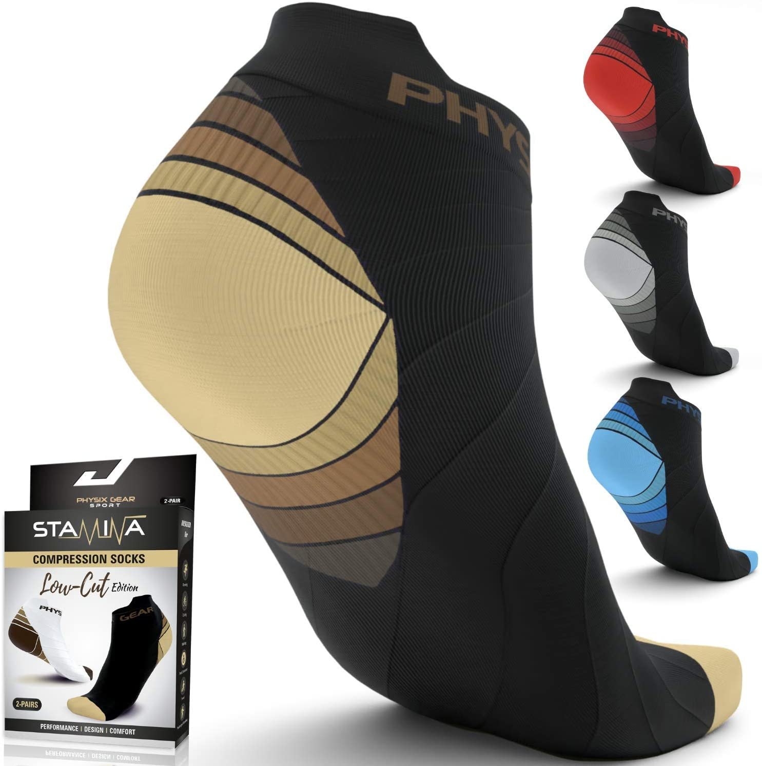 A pair of compression socks that reach the ankle