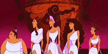 GIF of the Muses looking side-to-side.