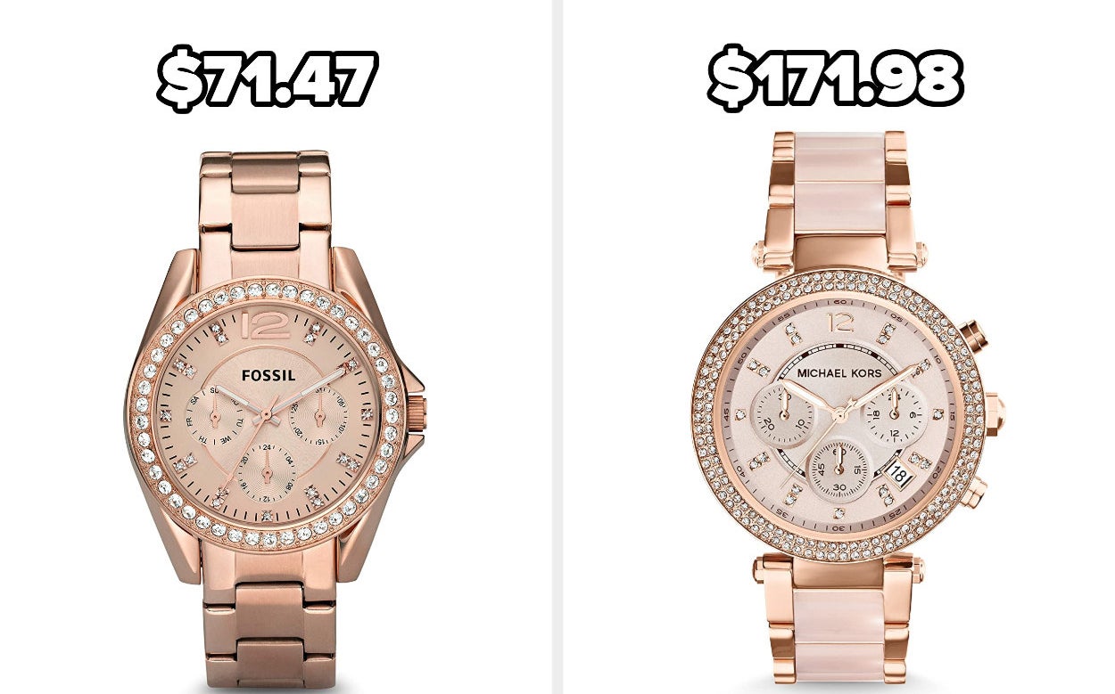 On the left, a Fossil watch, and on the right, a Michael Kors watch