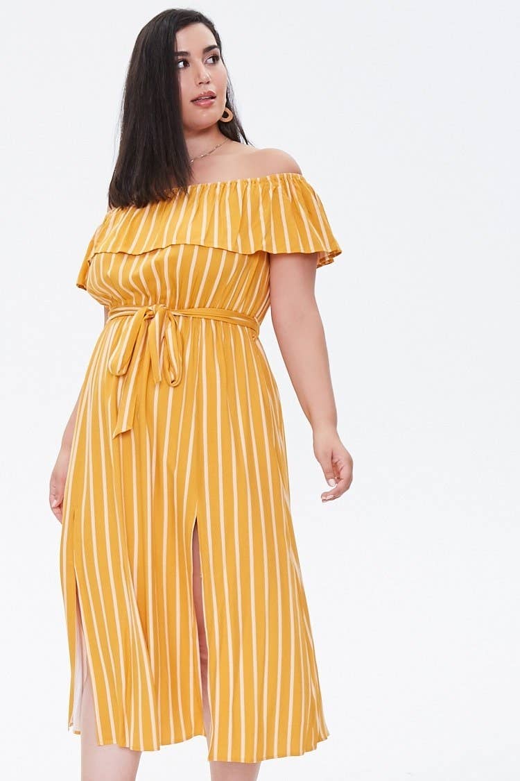 Kyle Richards' Yellow Smocked Cold Shoulder Top