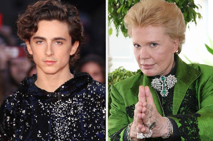 A split image of Timothée Chalemet and Walter Mercado