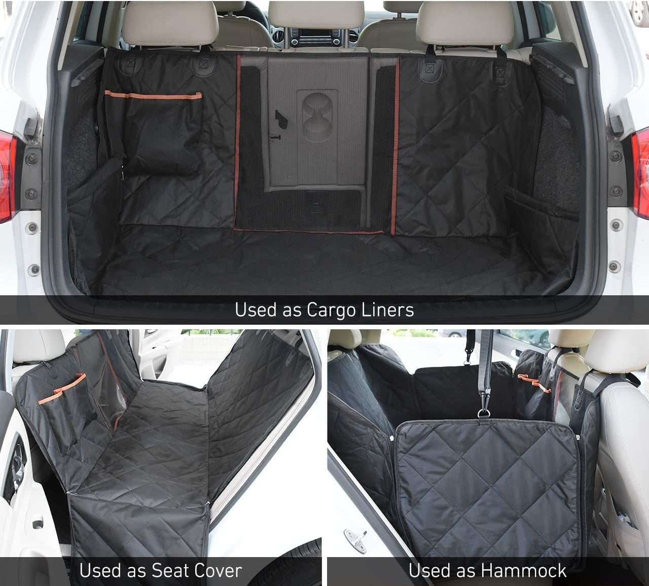 The dog seat cover as a seat cover, hammock, and trunk cover