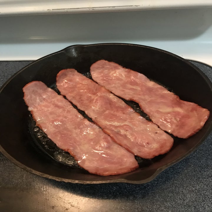 turkey bacon cooking