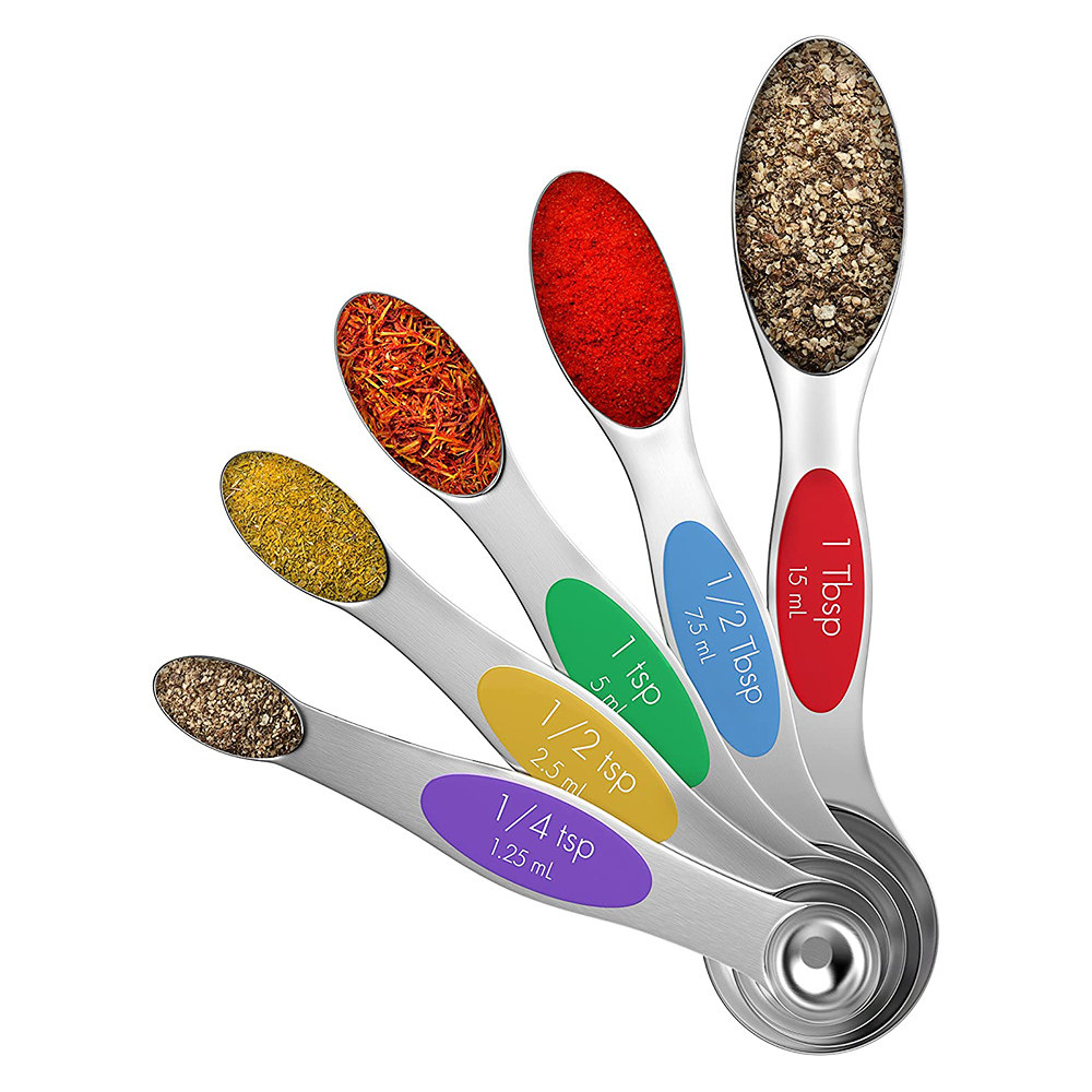 set of measuring spoons magnetized to each other 