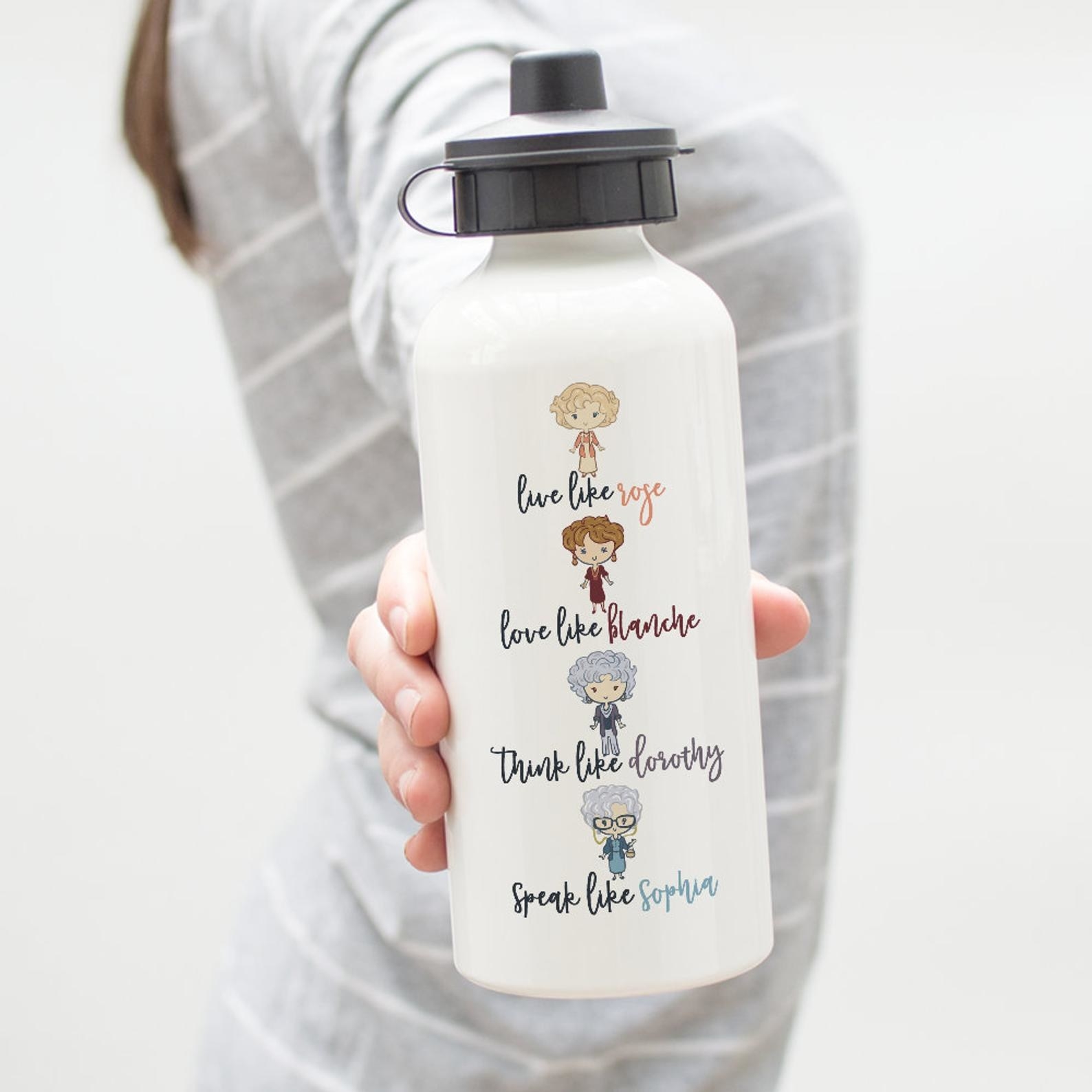 the water bottle with illustrations of Rose, Blanche, Dorothy, and Sophia 