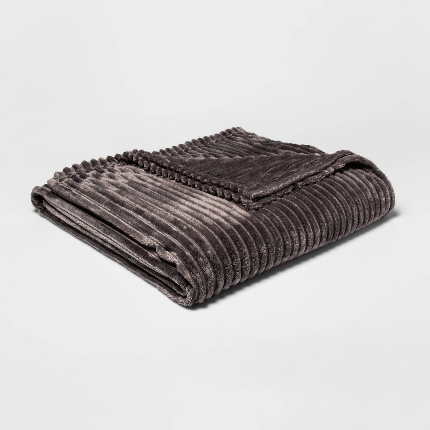 dark gray ribbed plush blanket