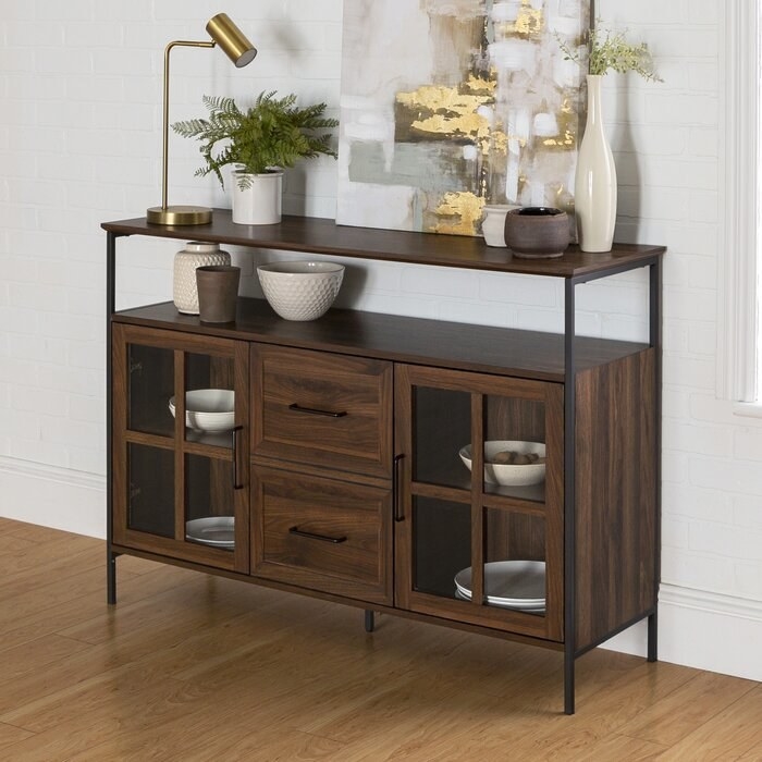 Wooden buffet table with three doors 
