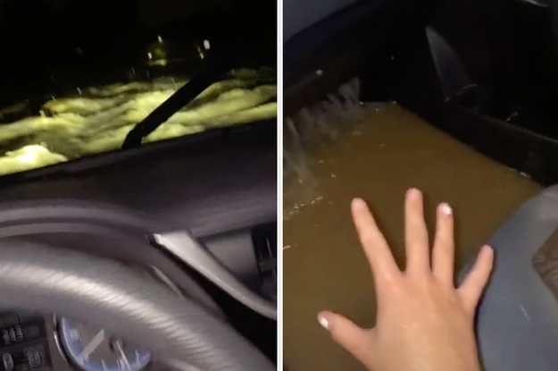 A car submerged in water