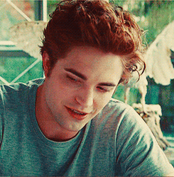 GIF of Robert Pattinson as Edward Cullen in science class scene from Twilight